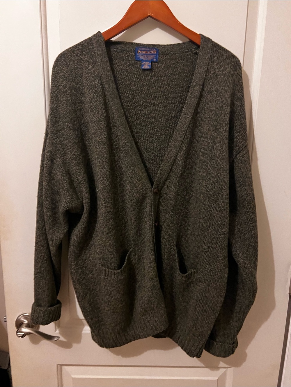Pendleton Men's Heather Brown Wool Cardigan with Front Pockets